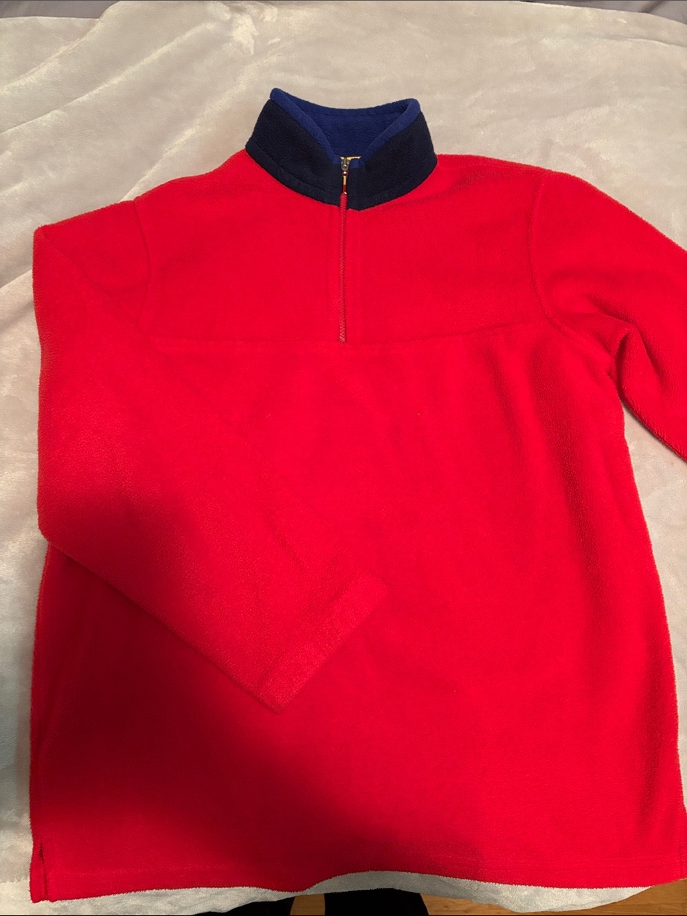Tommy Hilfiger Red Fleece Quarter-Zip with Navy Collar and Yellow Trim